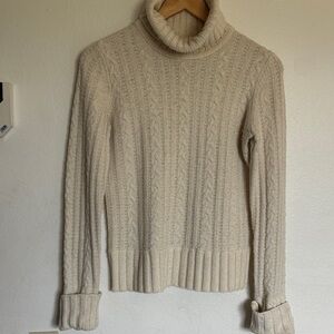 Express Cream Cable Knit Turtleneck Sweater